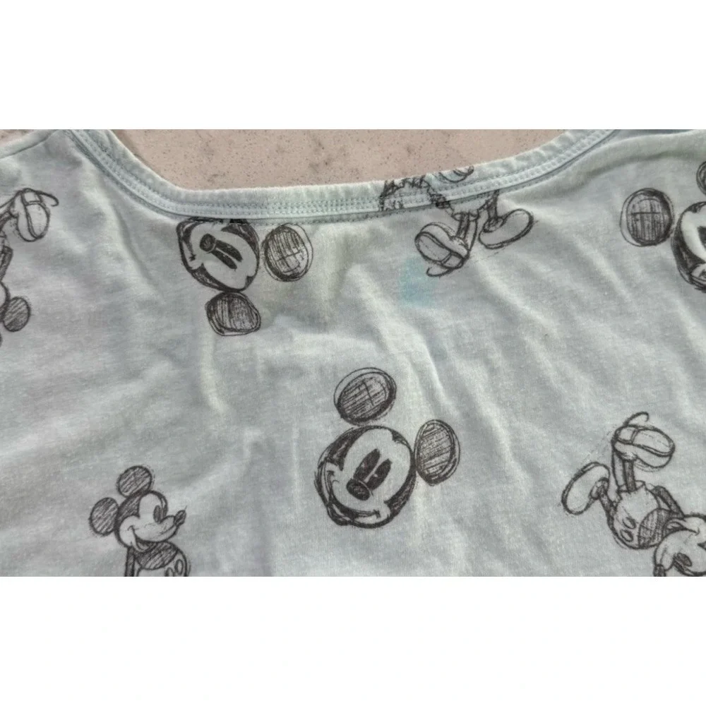 Disney Mickey Mouse Sleepwear T-Shirt Womens 1X Light Blue AOP Graphic Tee - Picture 11 of 13